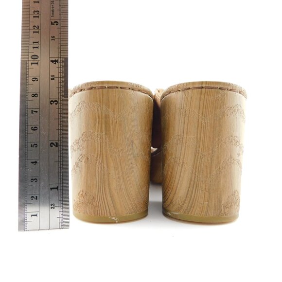 New BORN Cognac Brown Leather Crisscross Strap Block Heel Slide Sandals 8 - Picture 6 of 8